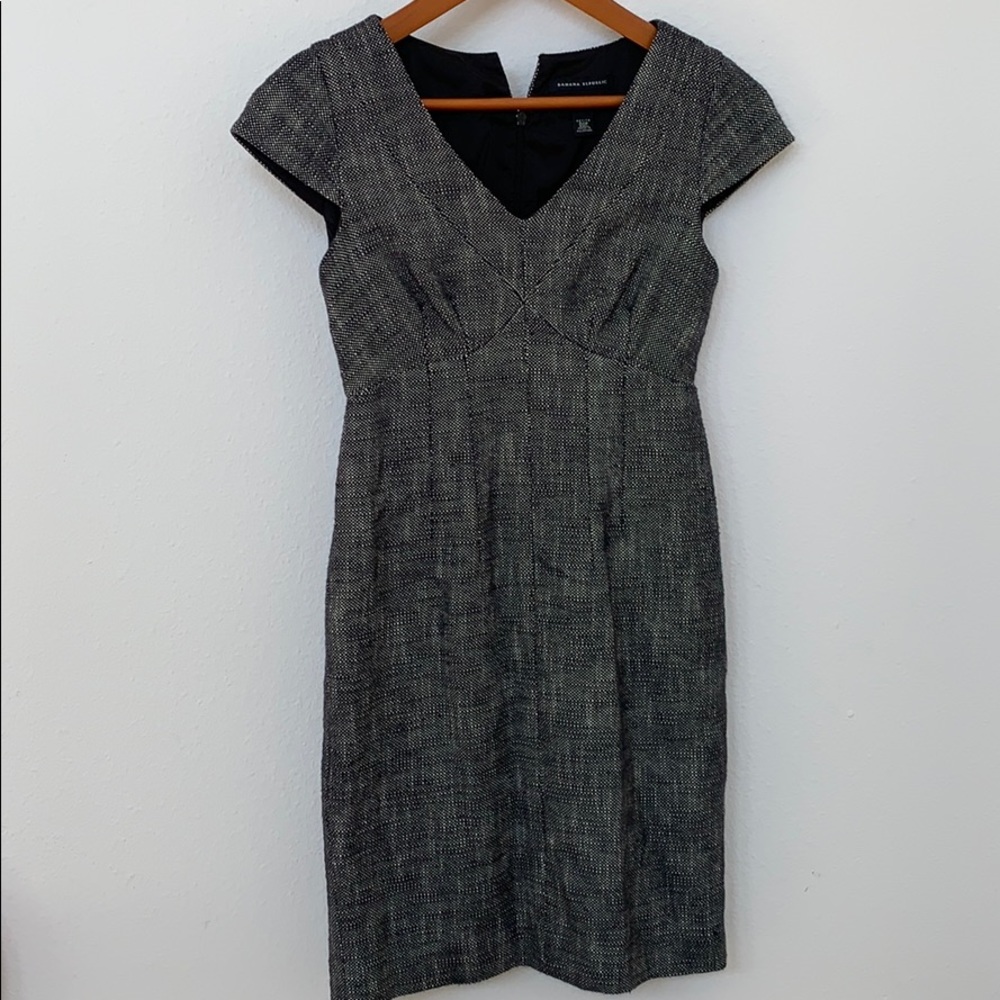 Black and white sheath dress. V neck
